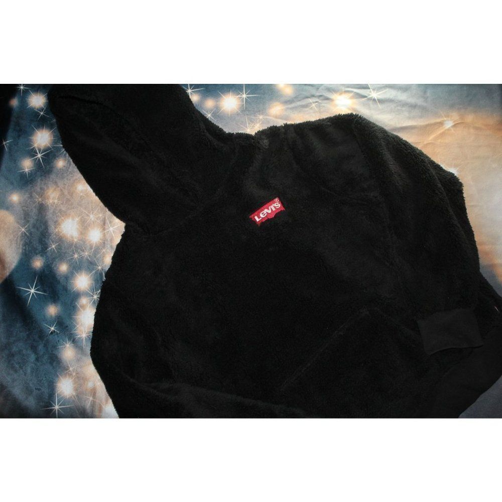 Black Levi's Faux Fur Pullover Sweatshirt Hoodie Size‎ XL Kids